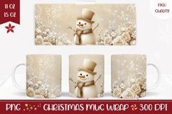 Snowman Mug Template, Cozy Flowers Mug Wrap Design Product Image 1