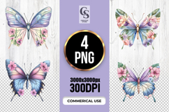 Watercolor Floral Butterfly Clipart Sublimation PNG Product Image 1