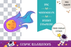 Hand Drawn Cosmic Illustration, Cartoon Comet PNG Product Image 1