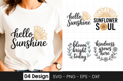 Hello Sunshine Floral Quote SVG PNG Product Image 1