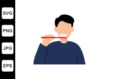 Person brushing teeth in minimal style flat vector art illus Product Image 1