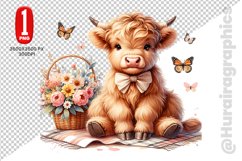 Cute Highland Cow Clipart - PNG File Product Image 1
