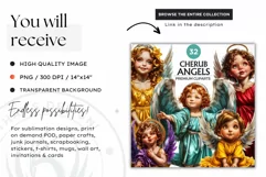 Watercolor Cherub angel clipart PNG, Cute Little angel png Product Image 3