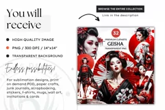 Geisha clipart, Asian art, Japanese woman sublimation, Japan Product Image 2