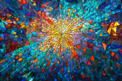 Radiant Stained Glass Starburst Colorful Background Product Image 1
