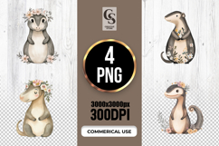 Cute Watercolor Badger Clipart Sublimation PNG Product Image 1