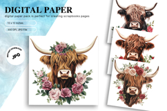 Highland Cow Background Cow Flower Vintage Wallpaper Product Image 1
