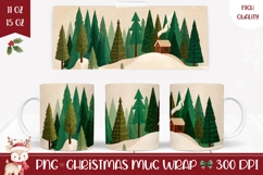 Cartoon Winter Forest Mug Design, Christmas Mug Wrap Product Image 1