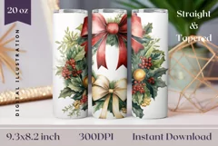 Christmas Tumbler Wrap, Christmas Wreath Sublimation Design Product Image 1