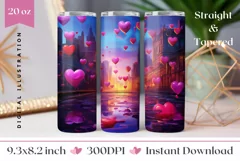 Valentines Tumbler Sublimation, Love Hearts Tumbler Design Product Image 1