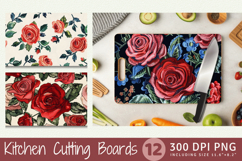 Roses Embroidery Flowers Cutting Boards sublimation Designs Product Image 1