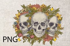 boho skulls in retro flowers png sublimation Product Image 1