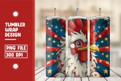 4th Of July Rooster American Flag 20 oz Skinny Tumbler Product Image 1
