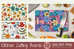 Cute Doodle Flowers Cutting Boards sublimation Design Product Image 1