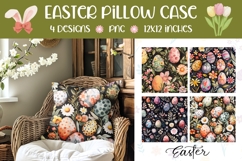 Cute Easter Pillow Design, Cartoon Easter Eggs Sublimation Product Image 1