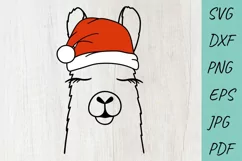 Christmas Llama Svg | Llama Santa hat Svg Product Image 1