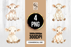 Cute Baby Calf Watercolor Clipart Sublimation PNG Product Image 1