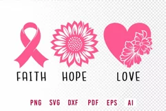 Faith Hope Love, Breast Cancer Shirt SVG Design Product Image 1