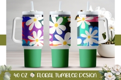 Pop Art Flowers Tumbler Design, Green 40 Oz Tumbler Wrap Product Image 1