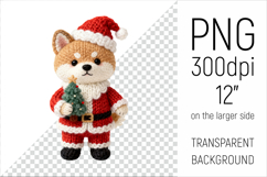 Knitted Christmas Japanese Akita | Holiday Dog with Firtree Product Image 1