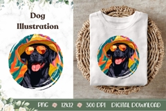 Cool Labrador Dog Illustration, Summer Labrador Dog Print Product Image 1