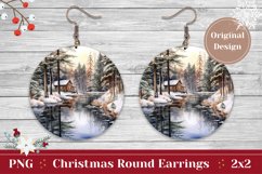 Christmas Earring PNG, Watercolor Winter Forest Sublimation Product Image 1