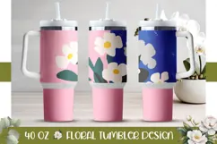 Pop Art Flowers Tumbler Template, Pink 40 Oz Tumbler Wrap Product Image 1