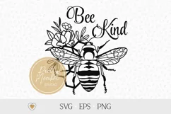 Bee Kind svg, Flower bee svg, Honey bee svg, Bee png Product Image 1