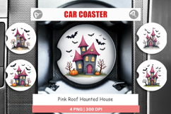 Pink Haunted House Car Coaster Product Image 1