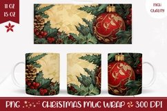 Christmas Balls Mug Wrap Design, Retro Christmas Coffee Mug Product Image 1