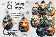 3D Papercut Cats | 8 Teardrop earring Sublimation designs Product Image 1