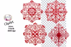 Embroidery, Flowers, Lace, PNG, Clipart, Red Product Image 1
