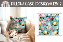 Colorful Easter Eggs Pillow, Floral Pillow Template Product Image 1