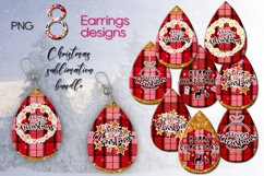 Christmas Fabric | 8 Teardrop earring Sublimation designs Product Image 1
