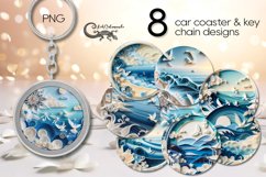 3D Papercut Marine | Car coaster &amp; key chain sublimation Product Image 1