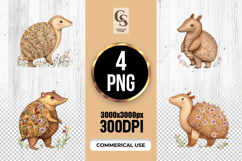 Watercolor Armadillo Clipart Sublimation PNG Product Image 1