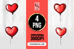 Glossy Hand Drawn Heart Balloon Clipart Sublimation PNG Product Image 1