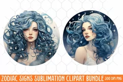 Zodiac Signs Sublimation Clipart PNG, Watercolor Clipart Product Image 1