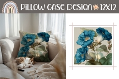Summer Pillow Design, Blue Flowers Pillow Template Product Image 1
