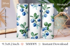 Blueberry Tumbler Wrap, Berries Tumbler, Berries Sublimation Product Image 1