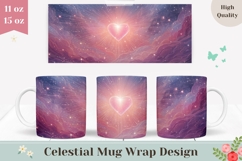 Pink Clouds Mug Wrap, Love Heart Mug Design, Sky Mug Product Image 1