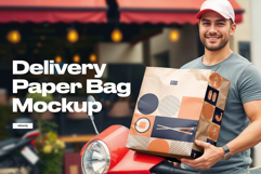 Restaurant Delivery Paper Bag Mockup Product Image 1