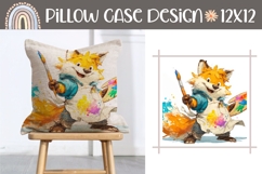Cartoon Fox Pillow Sublimation, Art Pillow Design Product Image 1
