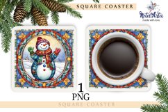 STAINED GLASS SNOWMAN Coasters Product Image 1