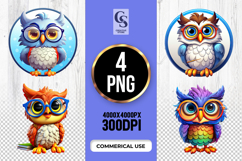 Cute Smart Owls Clipart Sublimation PNG Product Image 1