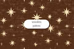 Vintage Beige Stars on Brown Distressed Background Product Image 1