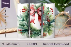 Christmas Tumbler Wrap, Watercolor Christmas Sublimation PNG Product Image 1