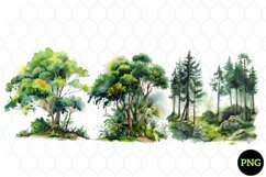 Watercolor Forest Tree Clipart , Watercolor Clipart Product Image 1