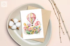 Spring HotAirBalloons 3 PNG watercolor floral clipart Product Image 2