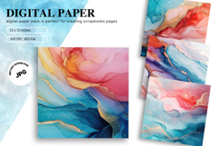 Rainbow Watercolor Alcohol Ink Background Digital Paper Product Image 1